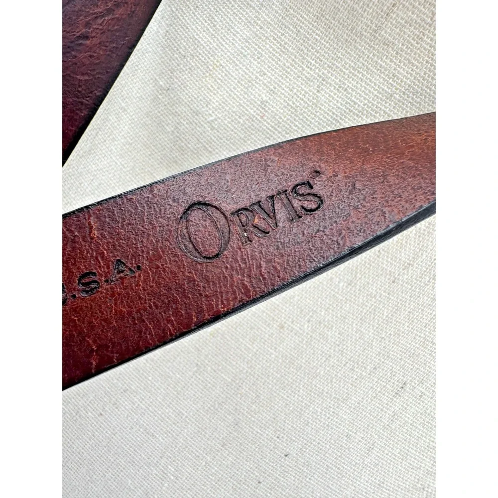 Vintage Orvis Cognac Full Grain Leather Equestrian Hoof Pick Belt 38 Brass USA